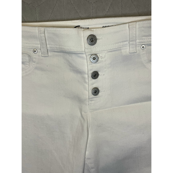 INC Jeans Women's Size 4, White Regular Fit Angled Tassel Hem Button Fly Stretch - Picture 4 of 5